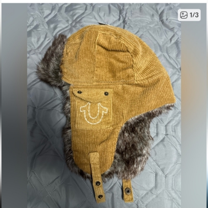 True Religion Trapper Hat Corduroy Y2k Deadstock Throwback Cap Cousin Eddie Nwt